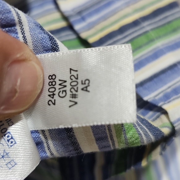 Lands' End Men's Multi-Striped Casual Button‎ Short Sleeve Shirt Large 16-16 1/2 - Picture 7 of 10